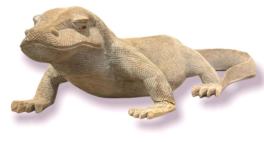 Large Carved Lizard Garden Statue (1 of 5)
