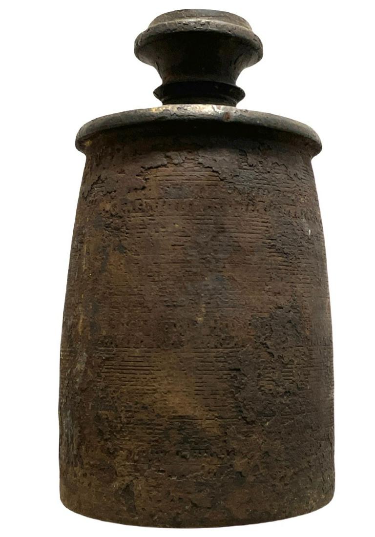 Excellent Example Turned Wood Primitive Vase: 12.5 in high x 6 in wide