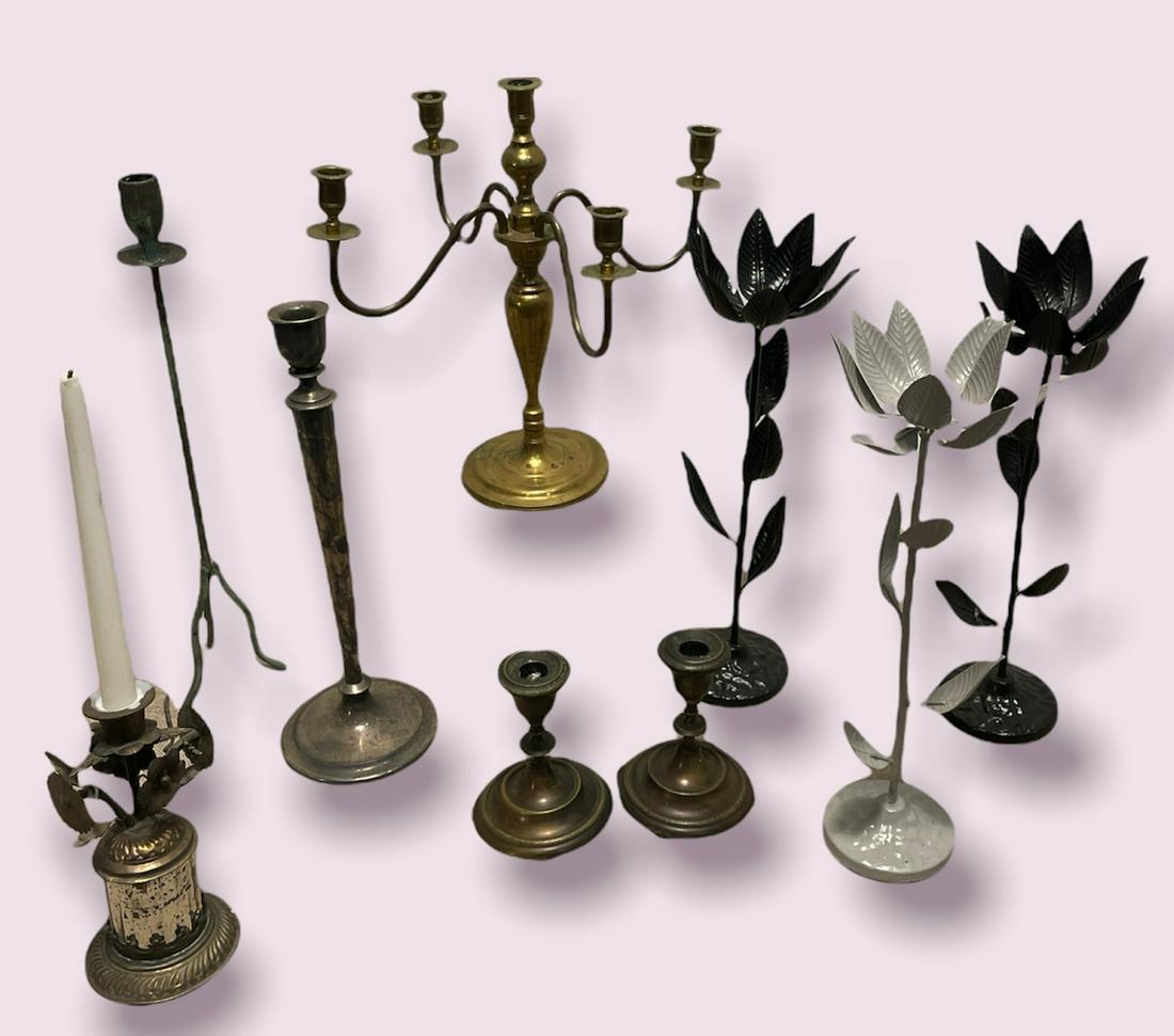 Collection 9 Vintage Candlestick Holders (1 of 1)