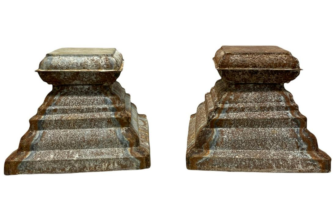 Pair Galvanized Metal Garden Pillars (1 of 2)