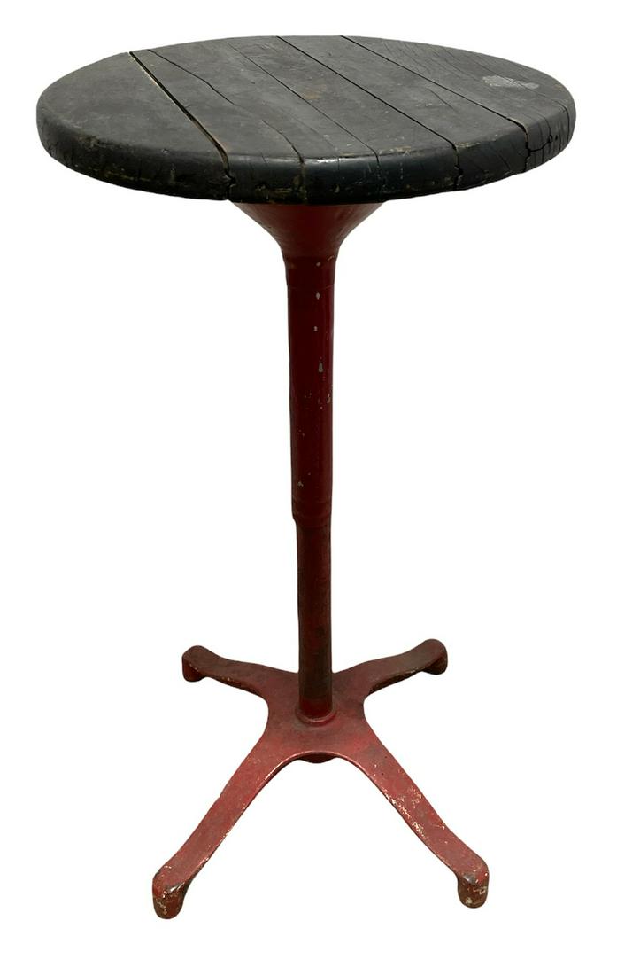 Early 20th C Industrial Shop Black & Red Stool (1 of 2)