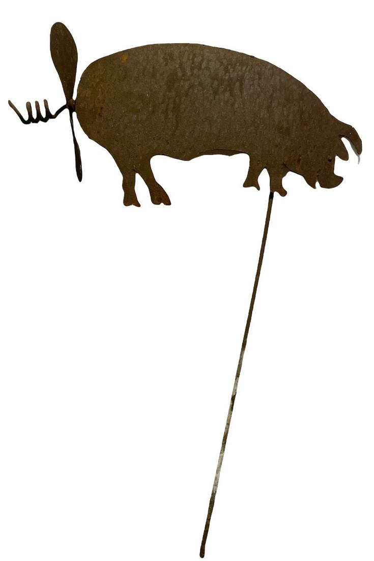 Whirligig Pig Hand Wrought Yard Garden Ornament (1 of 5)