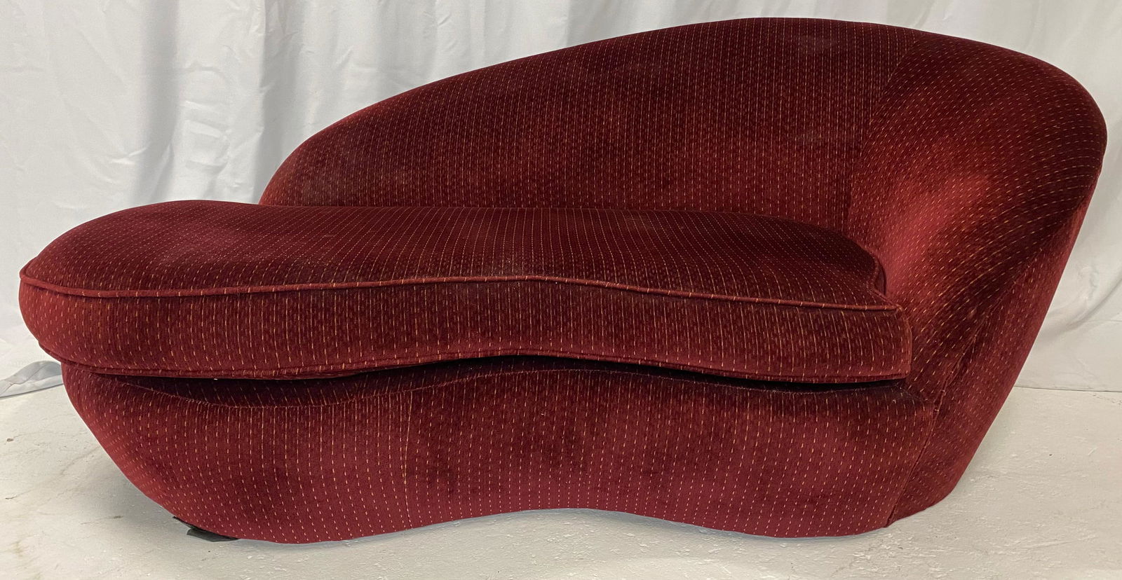 After VLADIMIR KAGAN Curved Chaise Lounge Burgundy (1 of 4)