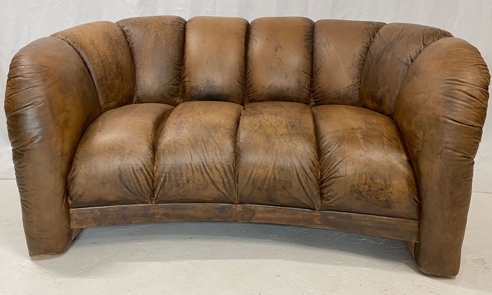 Post Modern Brown Leather Sofa #1 (1 of 6)