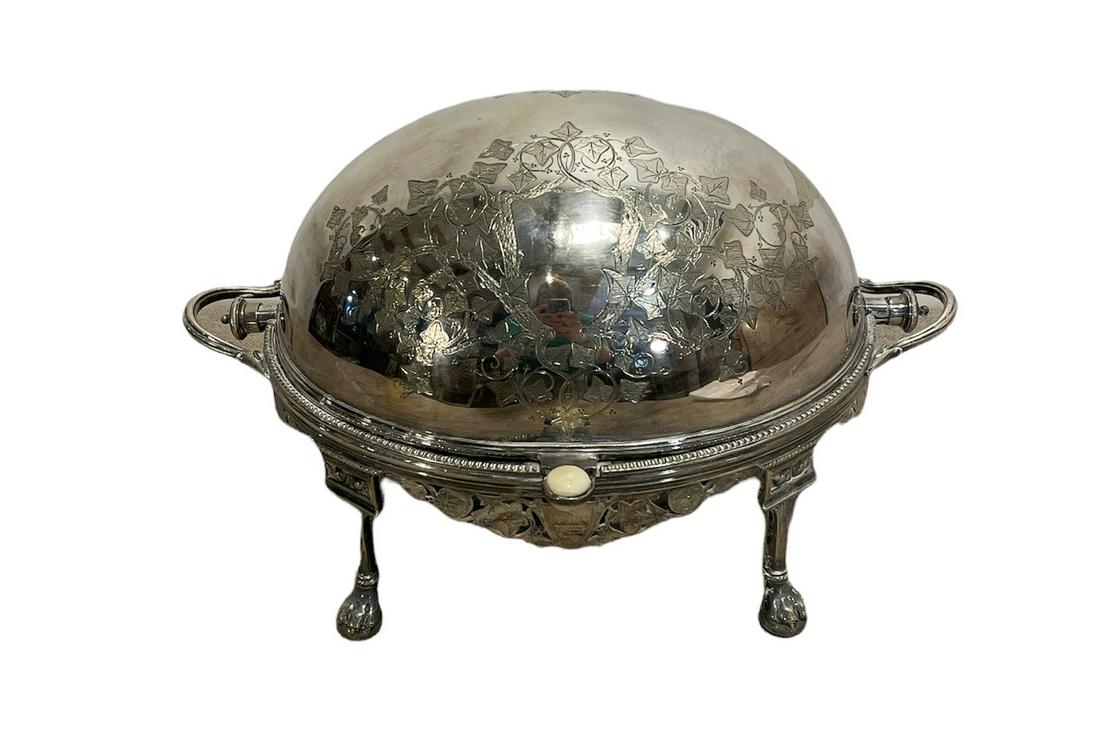 Silver Plate Roll Top Serving Dish (1 of 4)