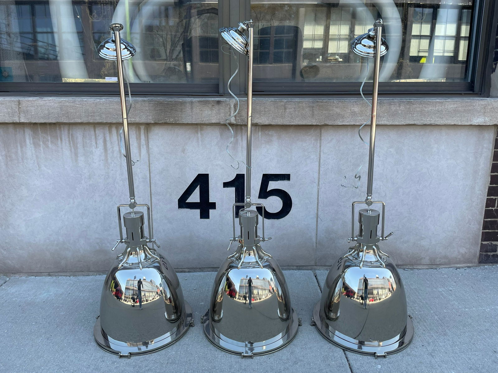 Set 3 LUMINAIRE Industrial Chrome Pendant Lights (1 of 7)