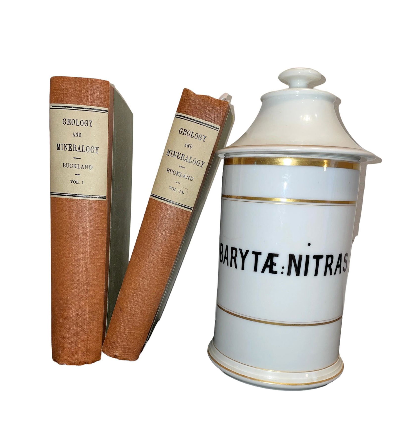 Vintage Apothecary Bottle with Two Mineral Books (1 of 2)