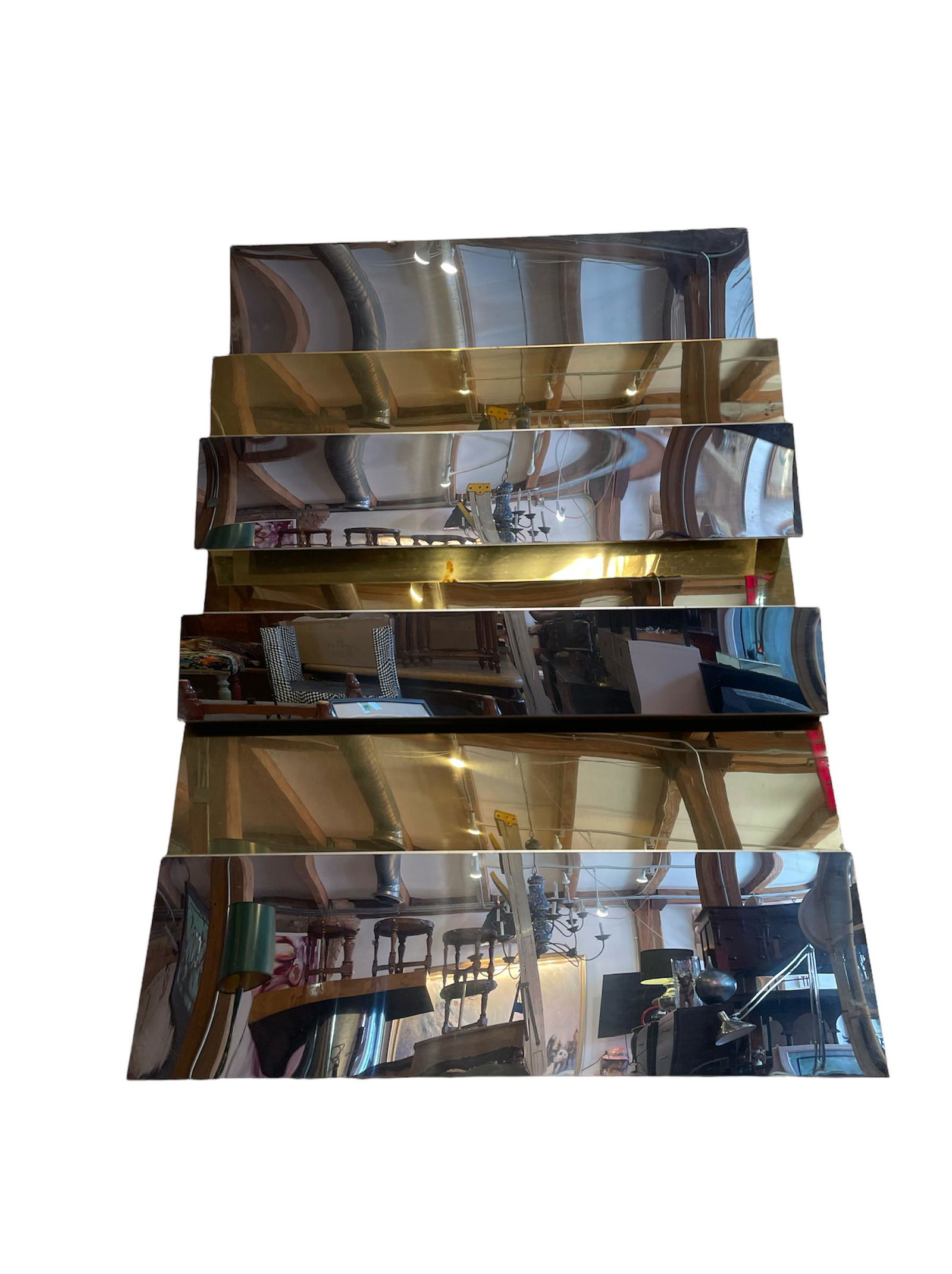 Signed CURTIS JERE 1976 Silver and Gold Wall Sculpture: 24in L x 35in H x 5in D