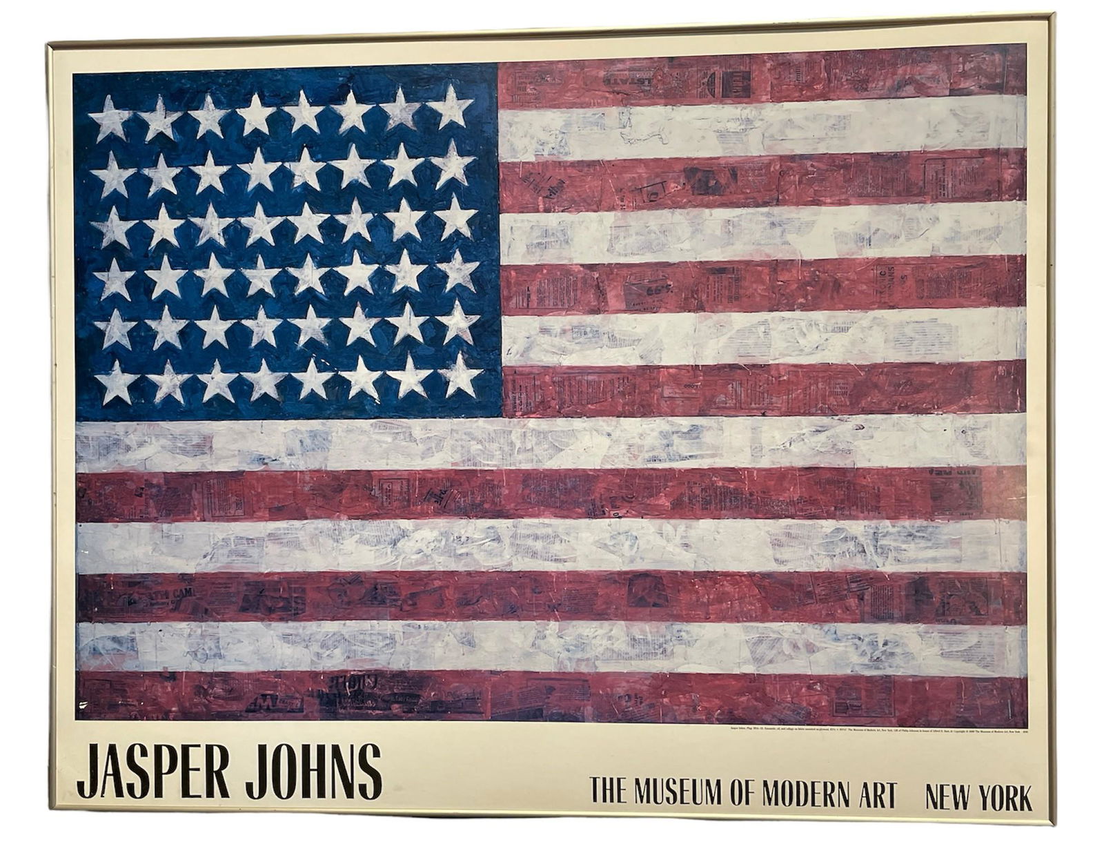 JASPER JOHNS MOMA Flag Exhibition Poster: 38.5in L x 30.25in H x 1in D