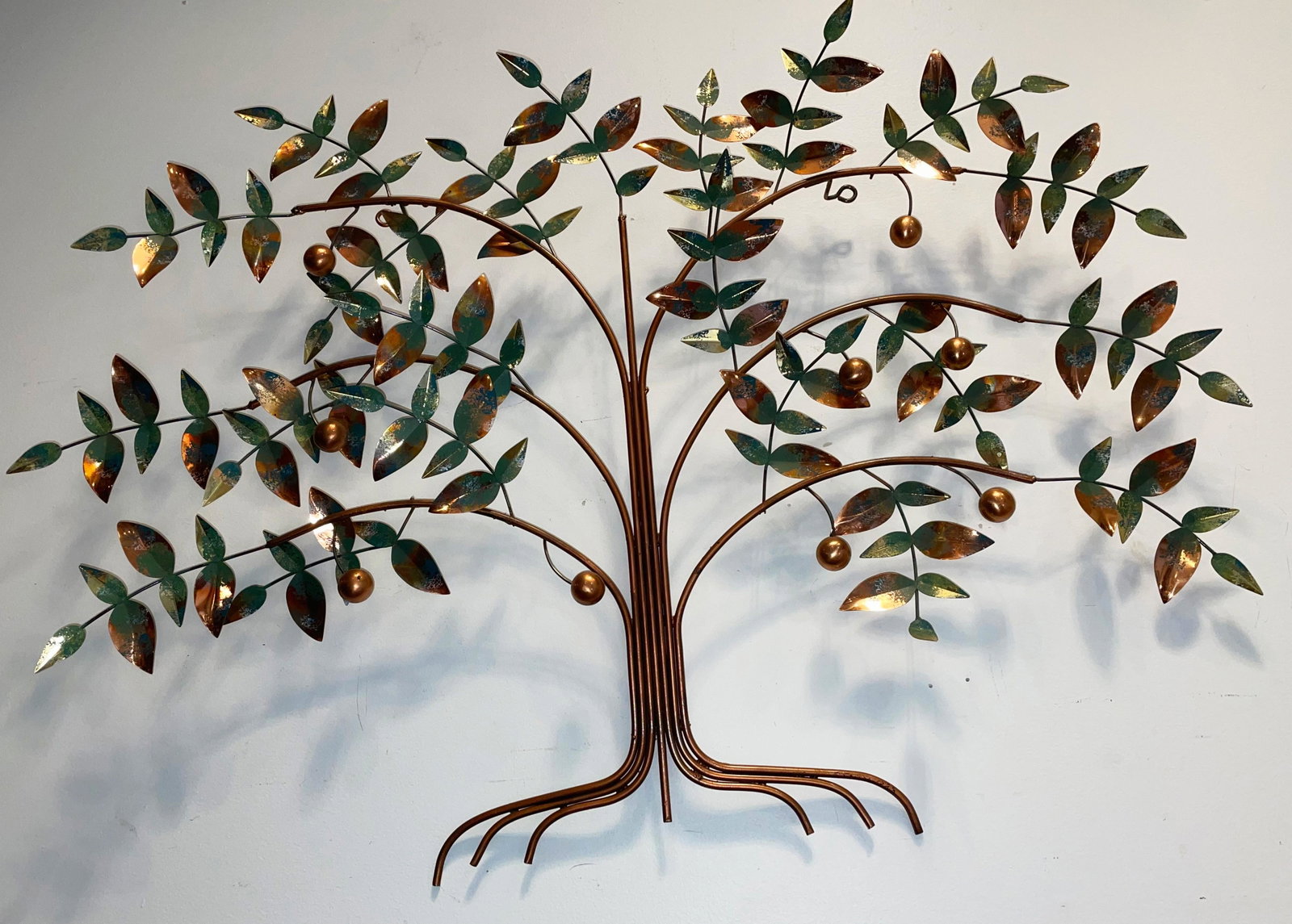 C JERE 1988 Metalwork Tree of Life Hanging Sculpture: 39in L x 29in H x 4in D