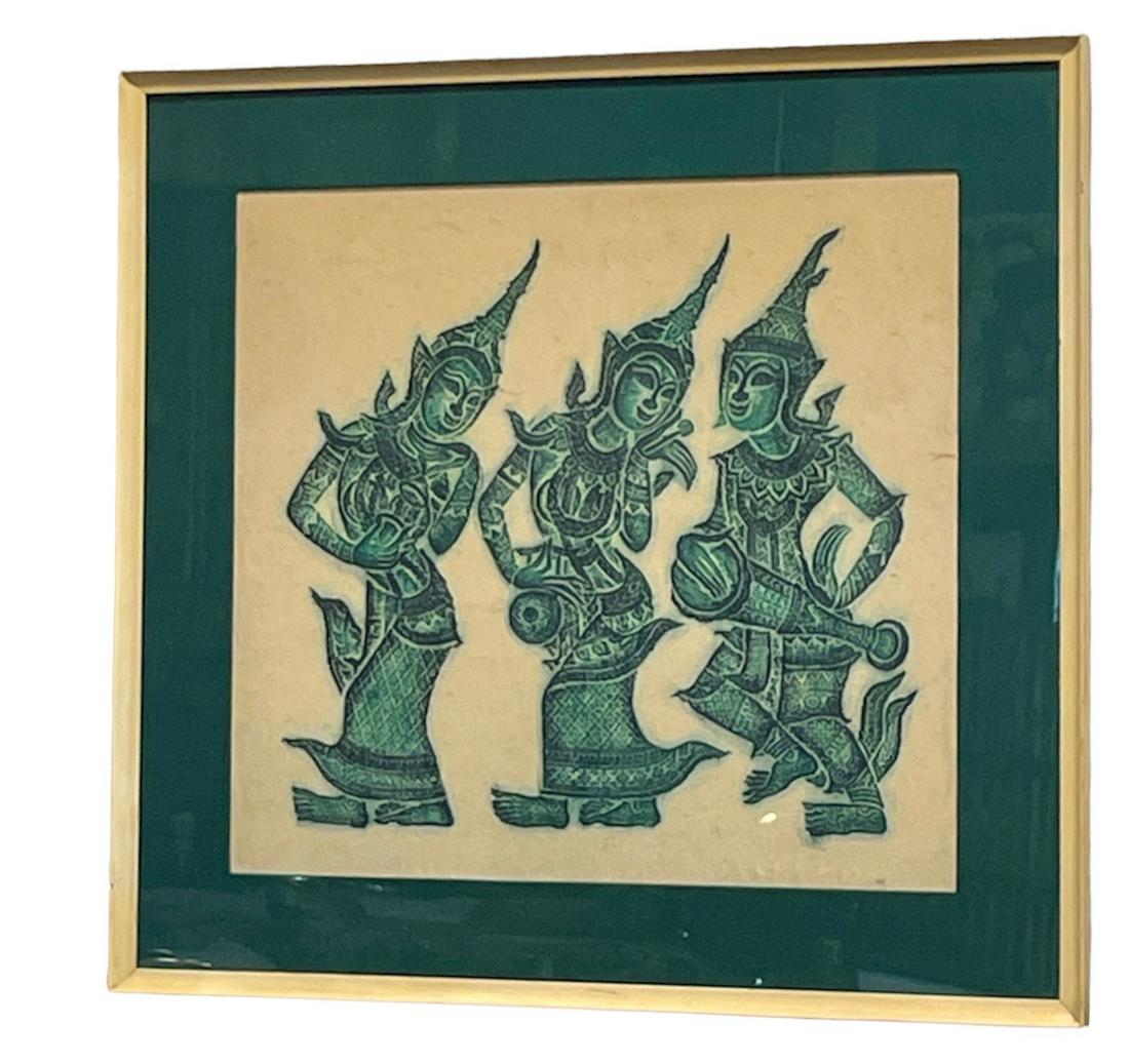 Thai Temple Rubbings of Musicians from Ramakien (1 of 2)