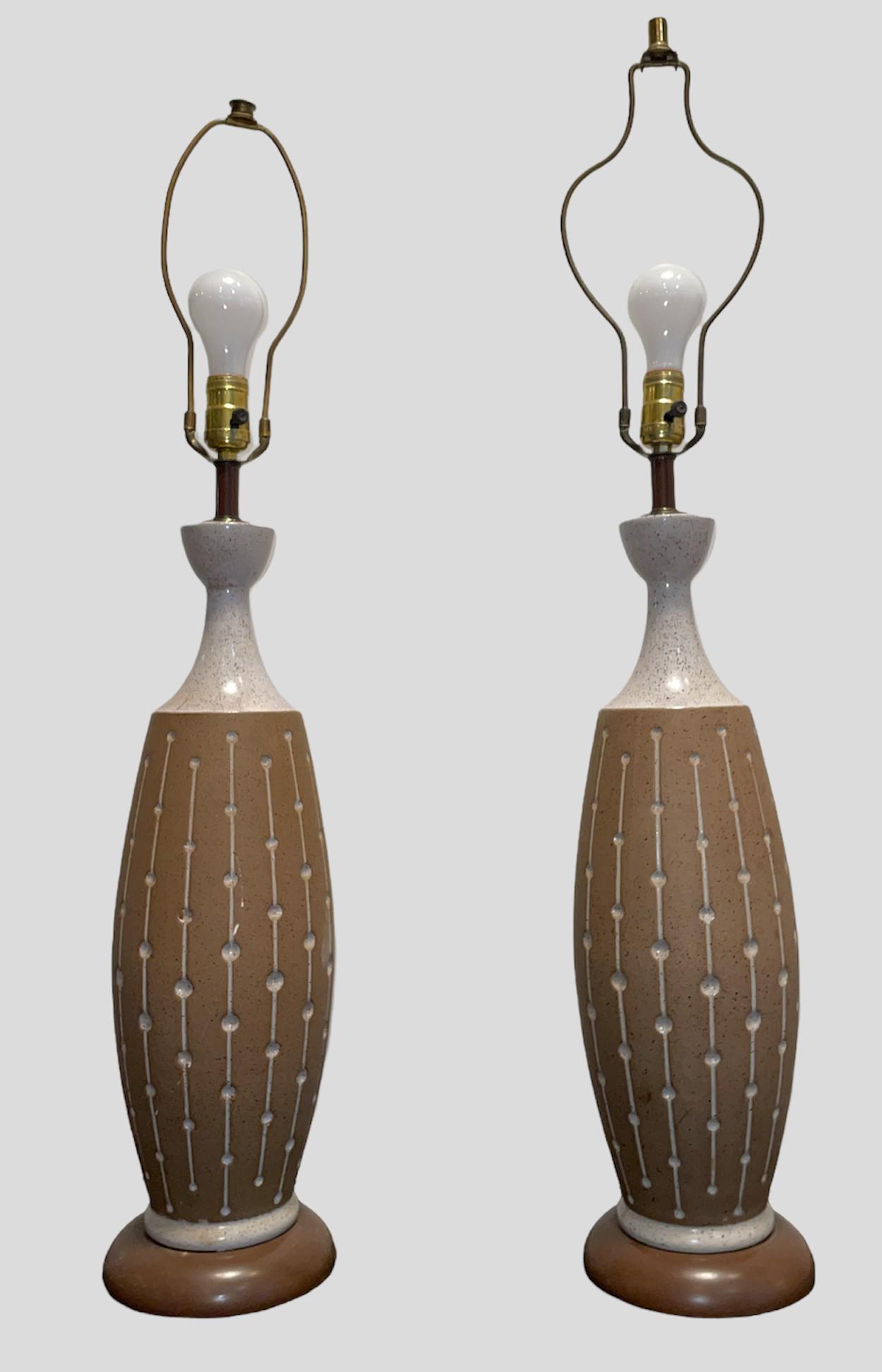 Near Pair of Mid Century Ceramic Table Lamps (1 of 5)