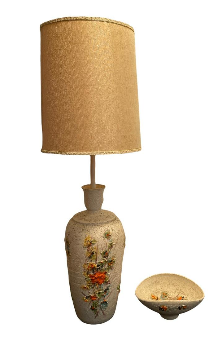 Matching BITOSSI Ceramic Table Lamp and Bowl Set RARE: -