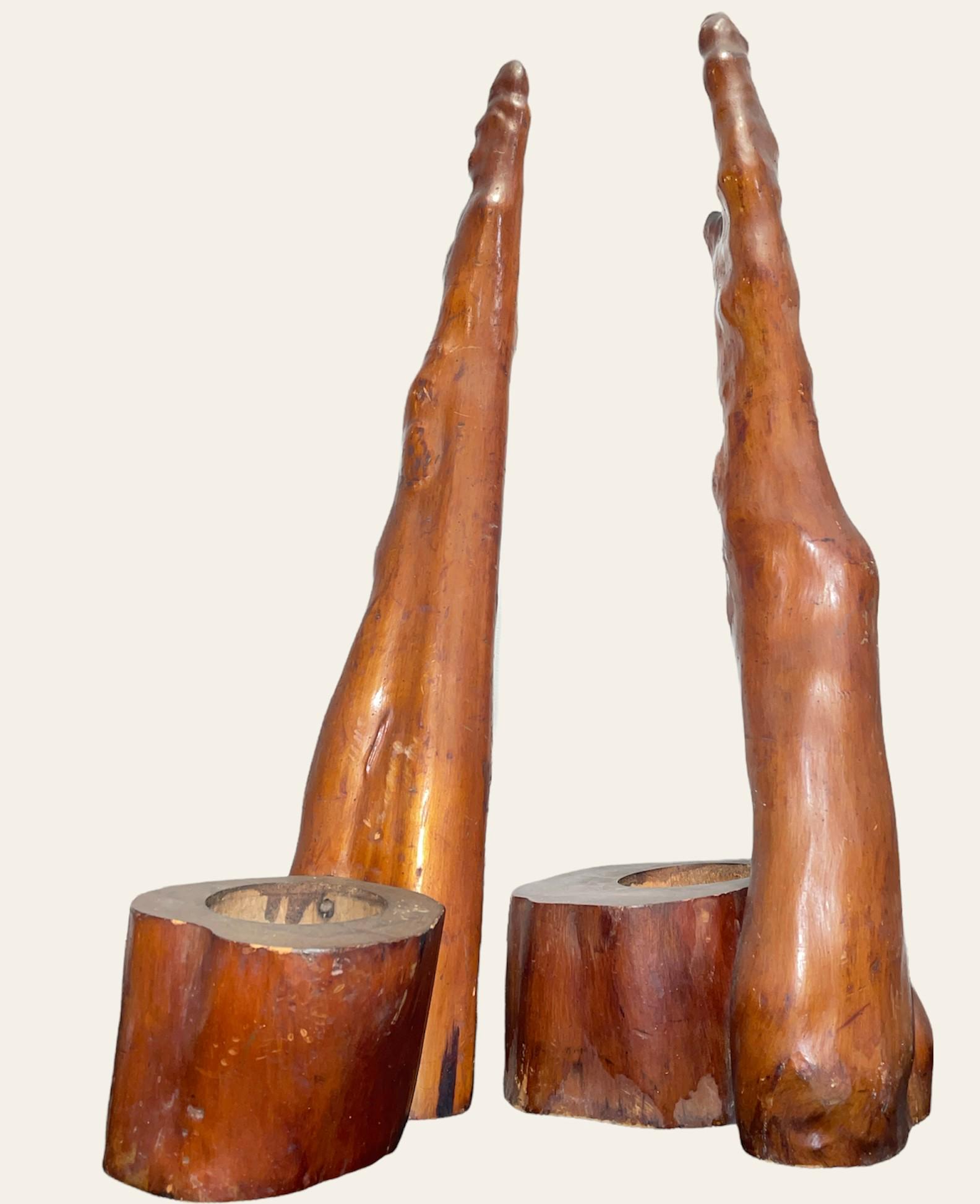 Pair of Mid Century CYPRESS KNEE Candle Holders (1 of 4)