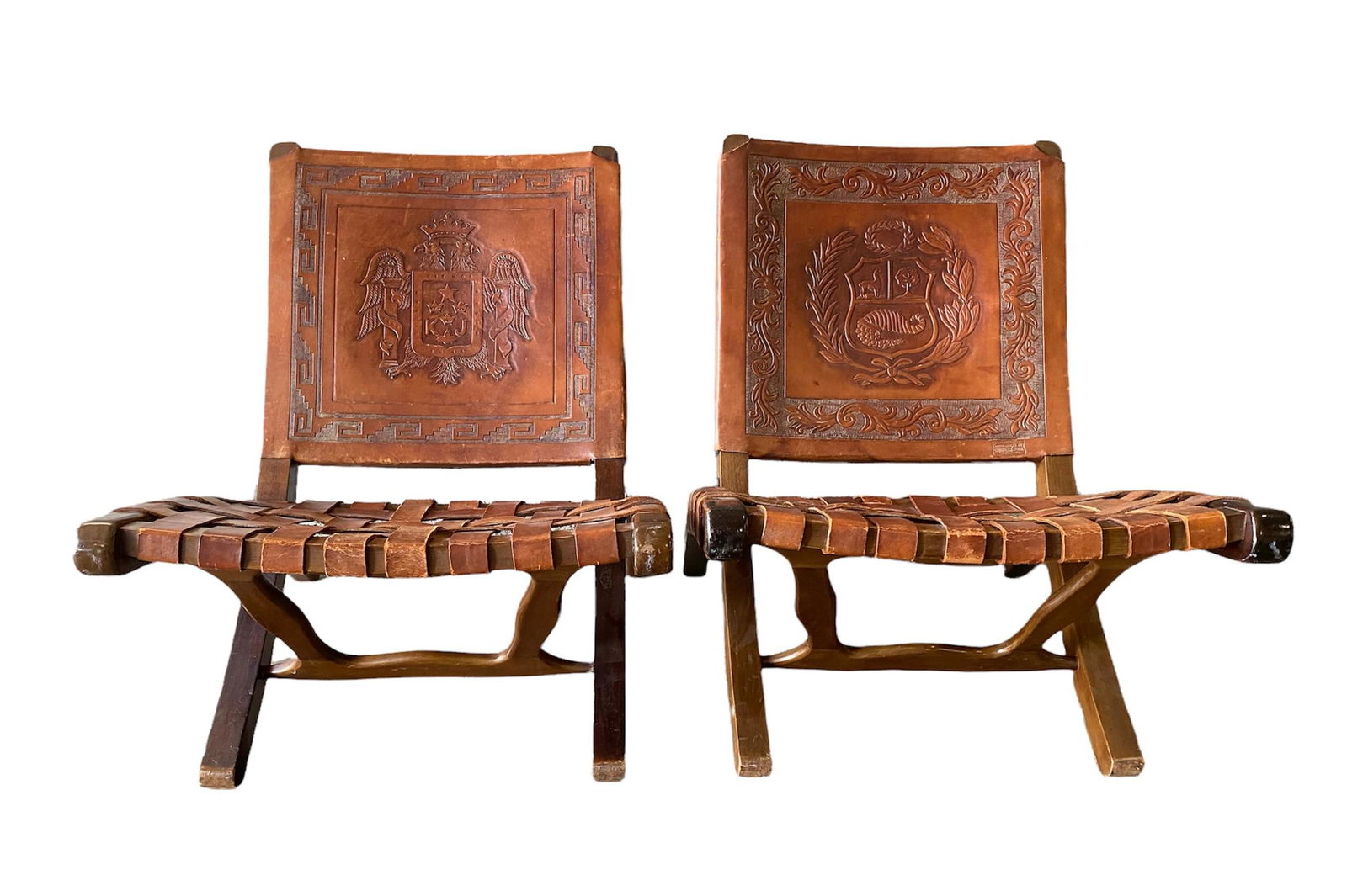 Pair of Mid Century Folding Leather Strap Chairs (1 of 10)