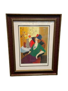 Post Modern Signed ITZCHAK TARKAY Serigraph Titled "Happy Reflections": 36.5in H x 29.5in W x 2in D