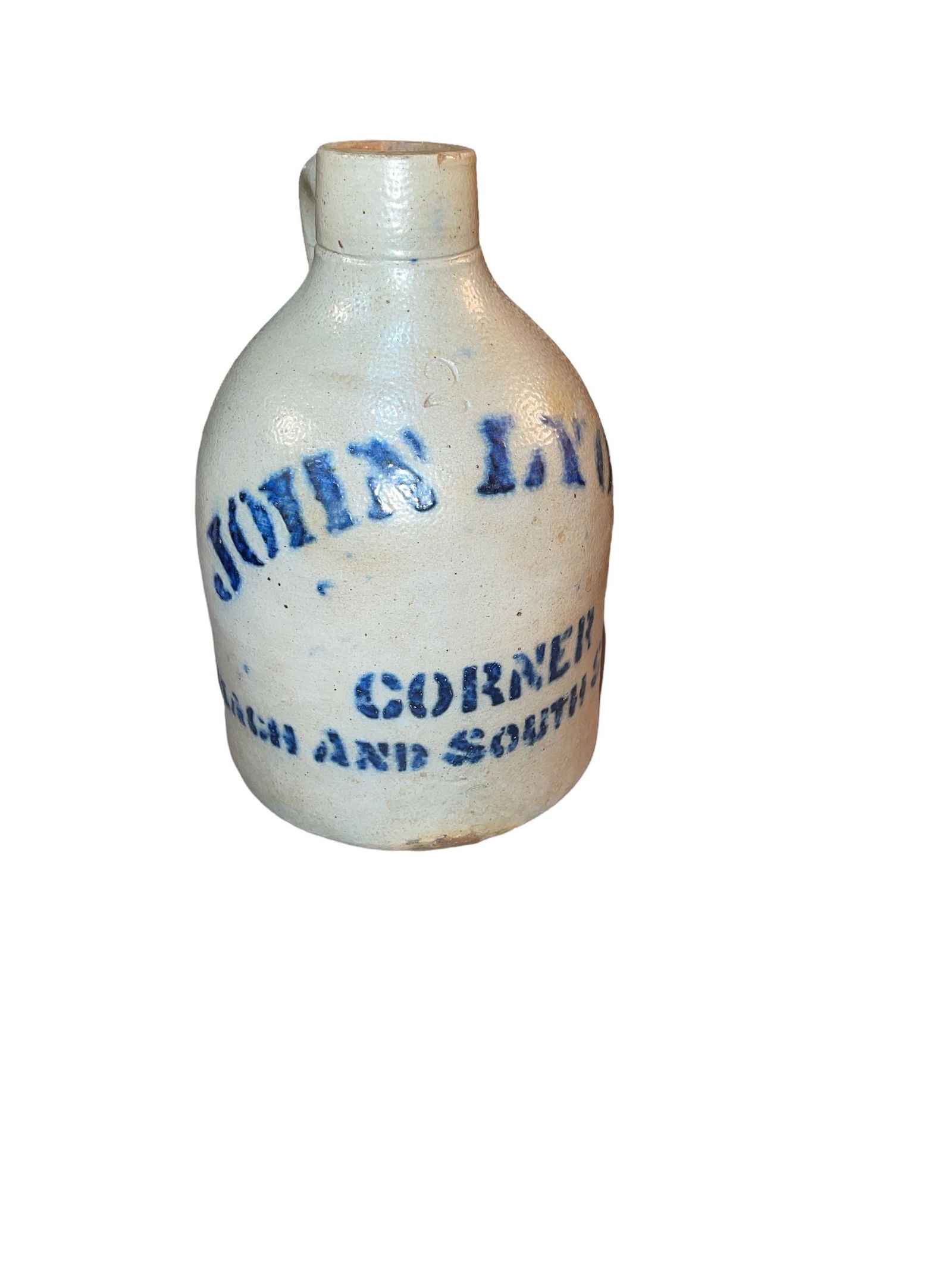 Vintage Stoneware JOHN LYONS Whiskey Jug Stamped 2 (1 of 7)