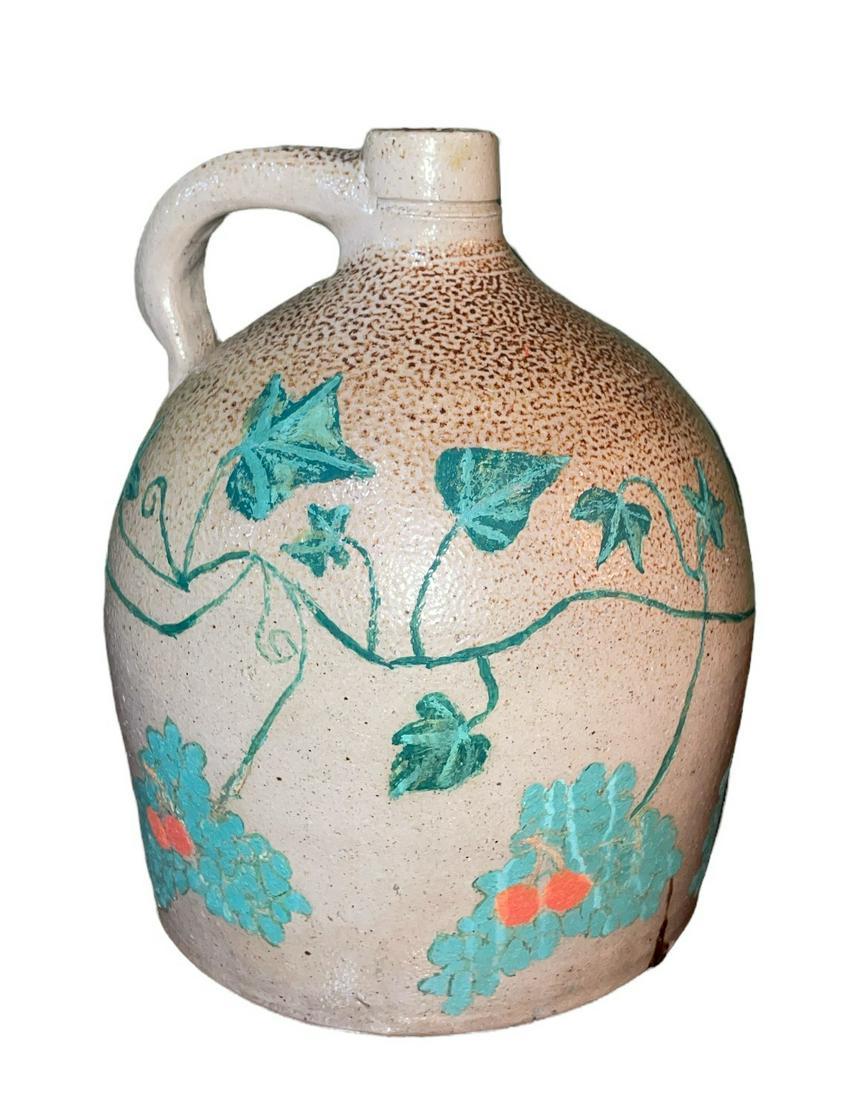 Vintage Hand Painted Cherries Stoneware Jug (1 of 4)