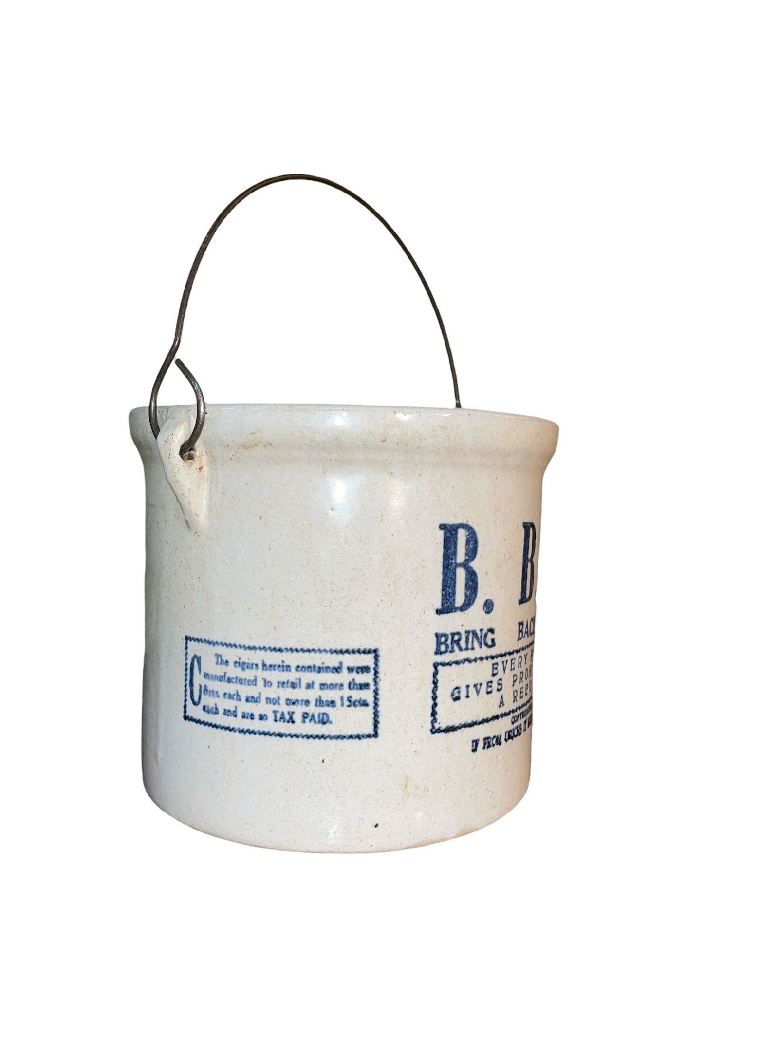 Vintage Stoneware BRING BACK BEER Cigar Crock