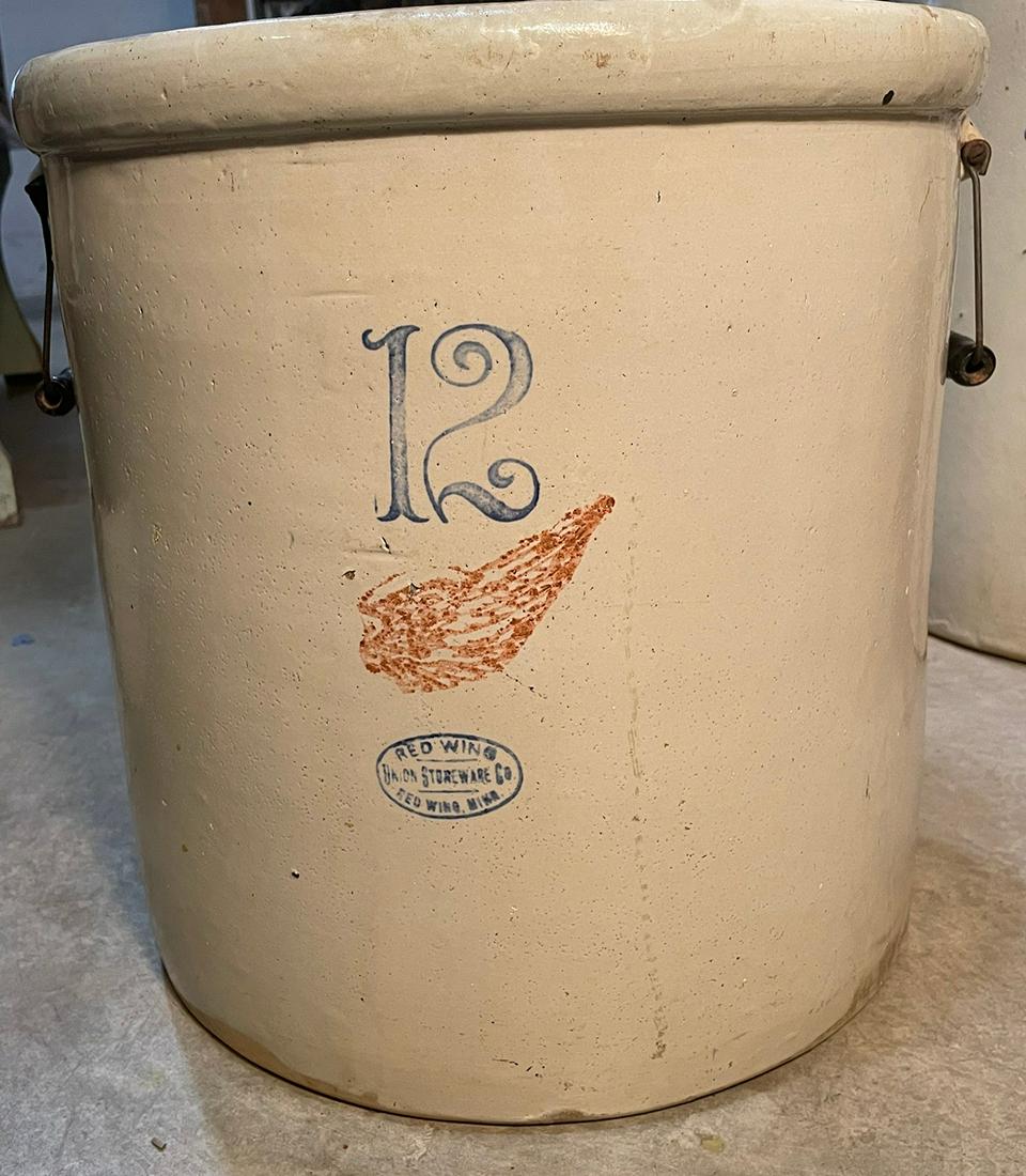 Twelve Gallon RED WING Vintage Stoneware Crock (1 of 7)