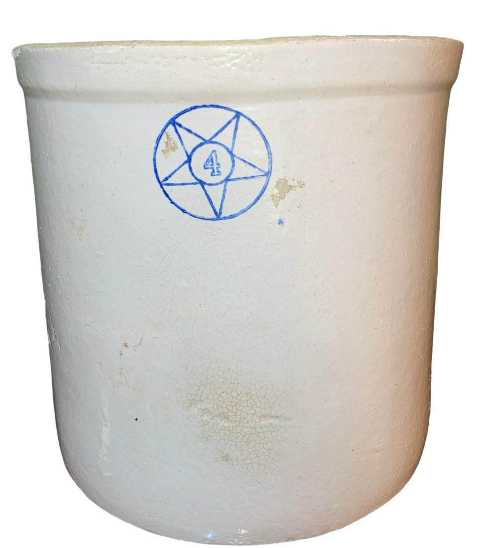 Four Gallon STAR STONEWARE Vintage Cobalt Sauerkraut Crock (1 of 6)