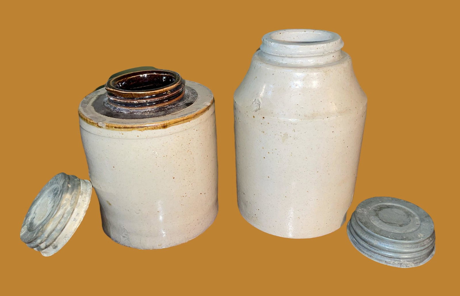Two MACOMB POTTERY CO. Stoneware Canning Mason Jars (1 of 4)