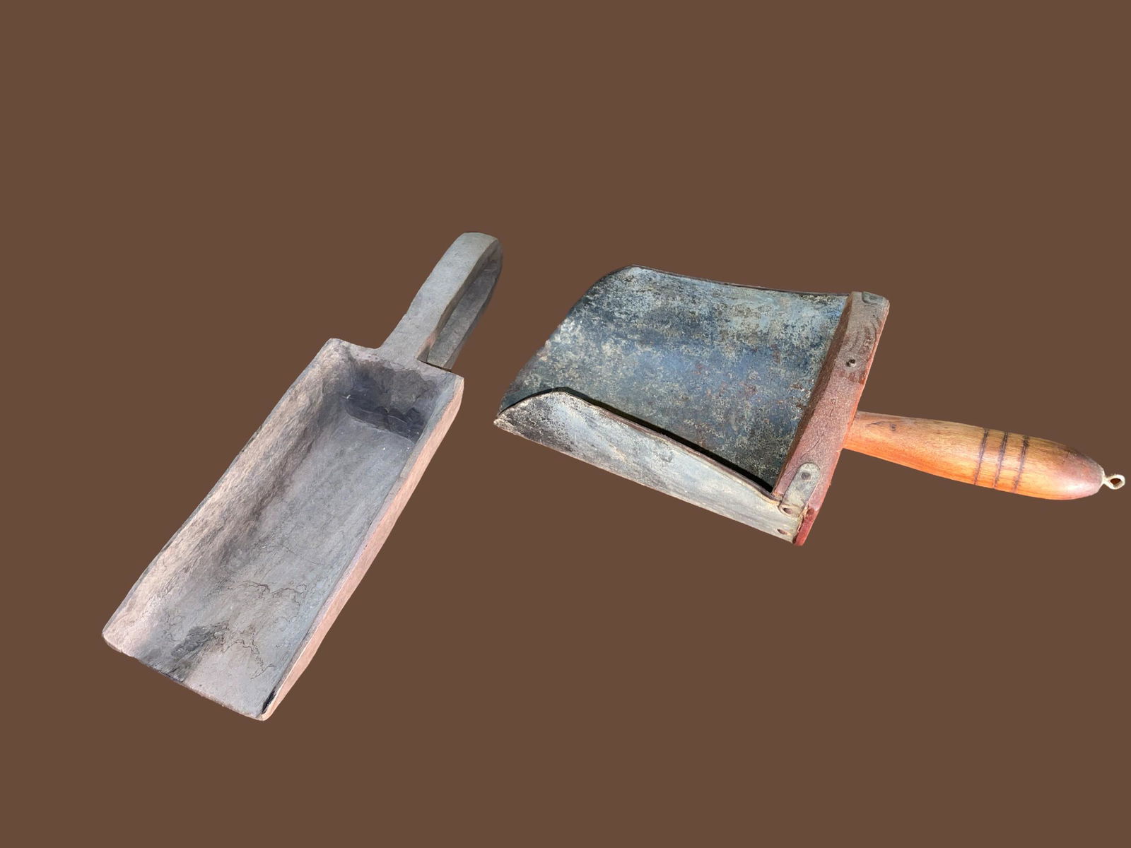 Two Wood and Iron Primitive Grain Scoops (1 of 5)