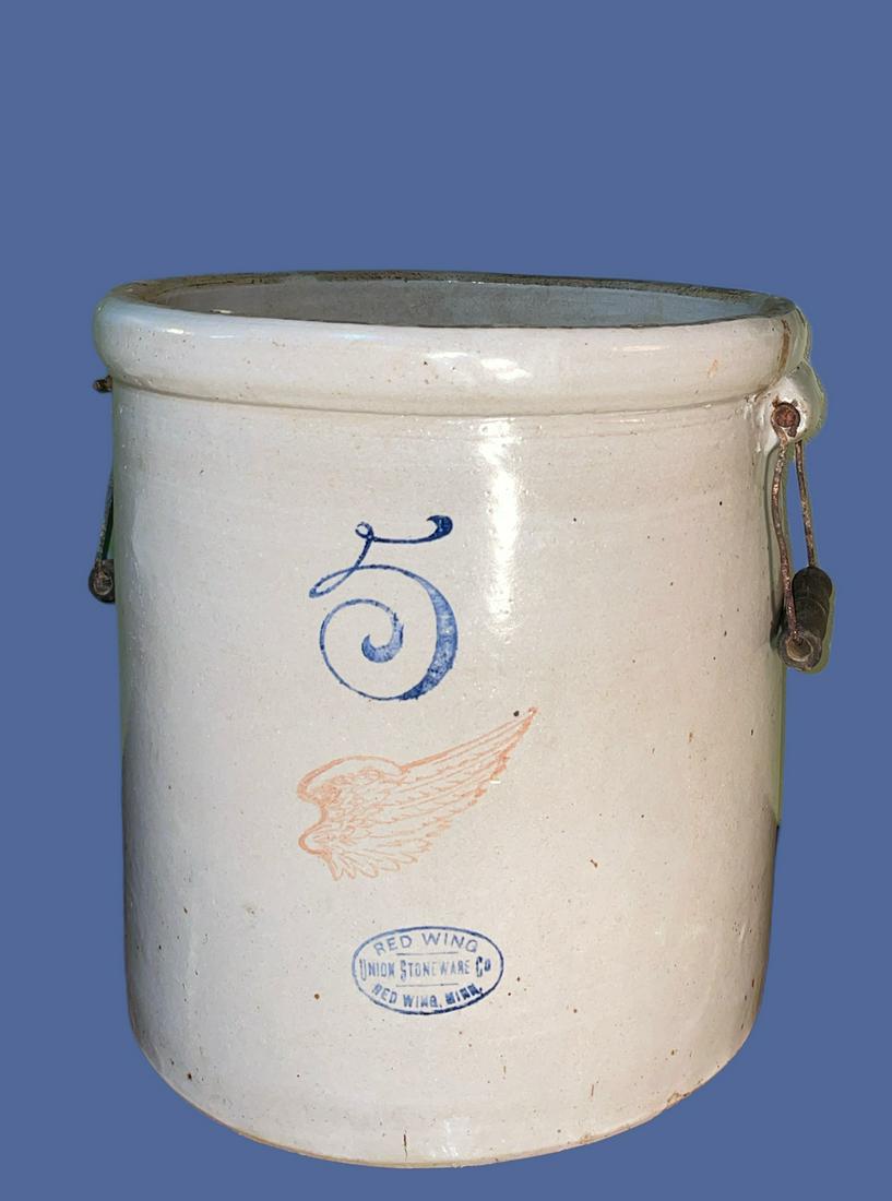 Five Gallon RED WING Vintage Stoneware Merchant Crock with Handles (1 of 7)