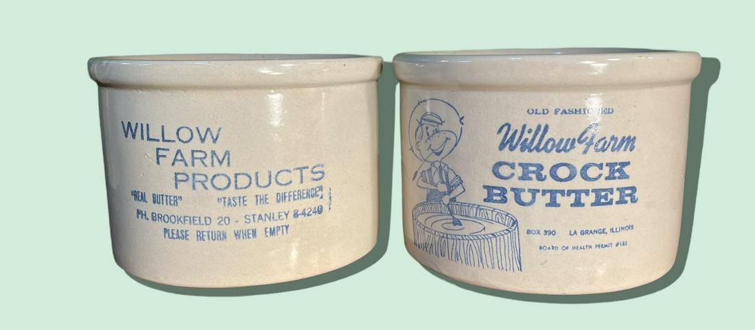2 WILLOW FARM Advertising Butter Crocks (1 of 5)