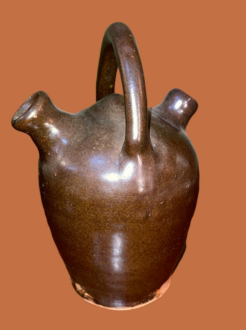 CRAIG Vale North Carolina Double Spouted Small Crock Jug: 7in H x 4.5 in DIA