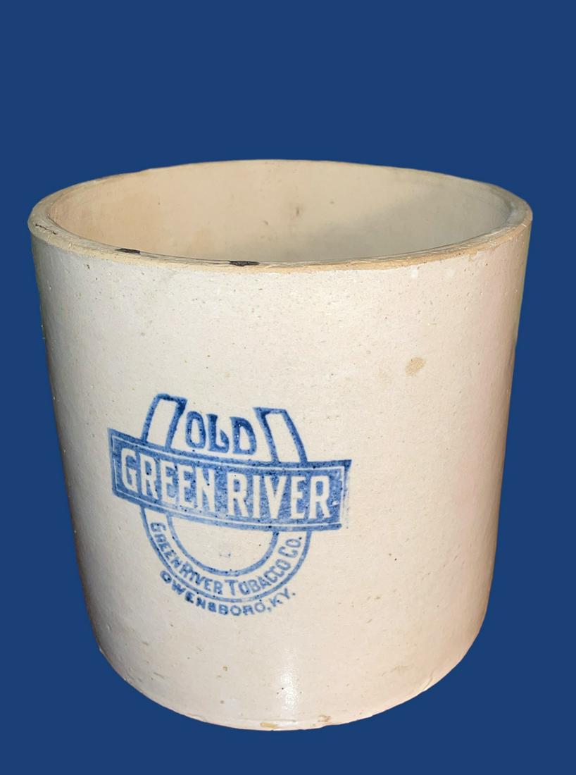 GREEN RIVER Advertising Tobacco Jar Crock Owensboro Kentucky: 5.75in H x 6in DIA