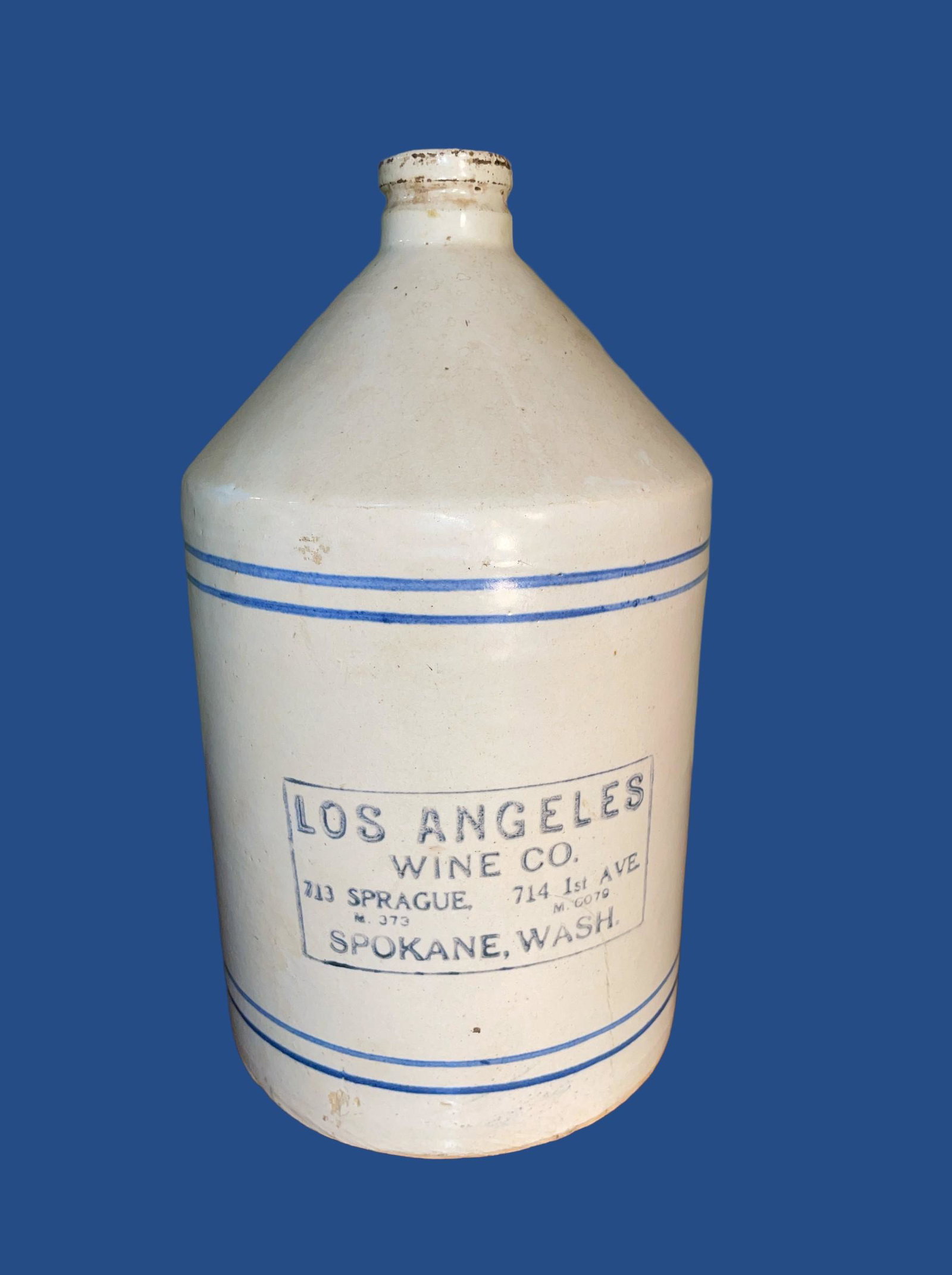 LOS ANGELES WINE Advertising Crock: 12in H x 6.5in DIA