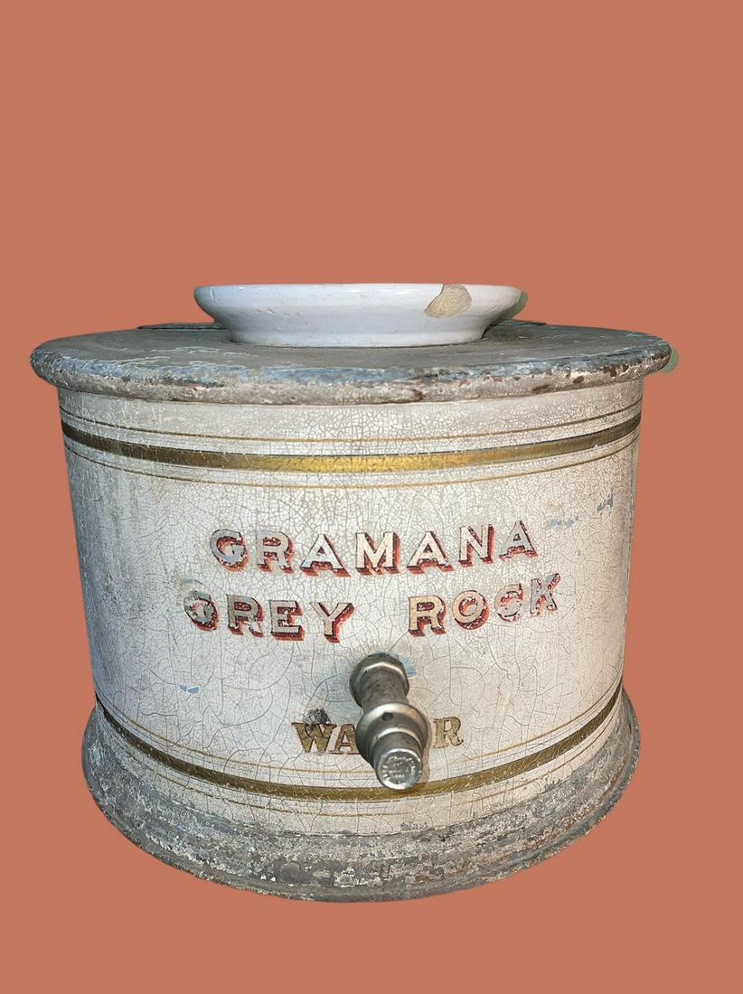 1800's General Store Advertising Water Cooler GRAMANA GREY ROCK WATER Dispenser (1 of 7)