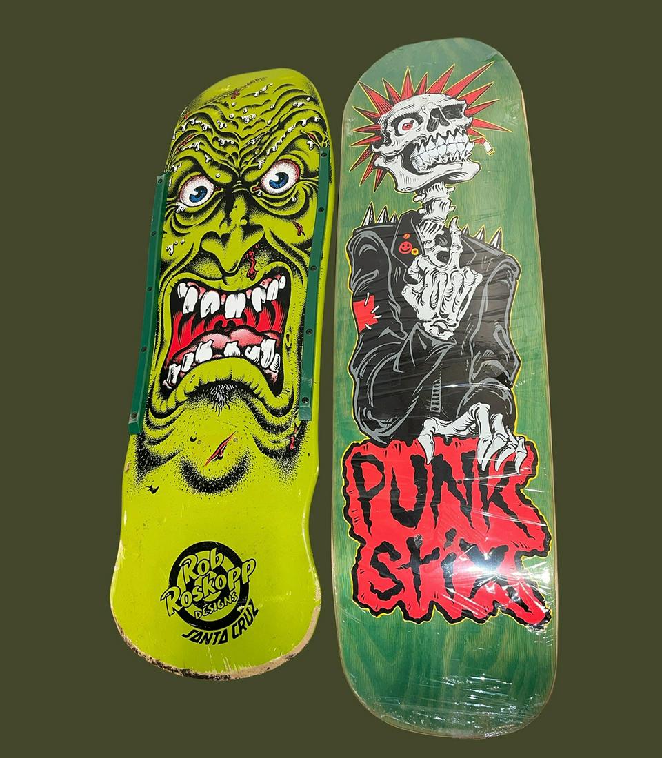 2 Skateboards ROB ROSKOPP SANTA CRUZ PUNK STIK: 32.5in L X 9in W on Santa Cruz