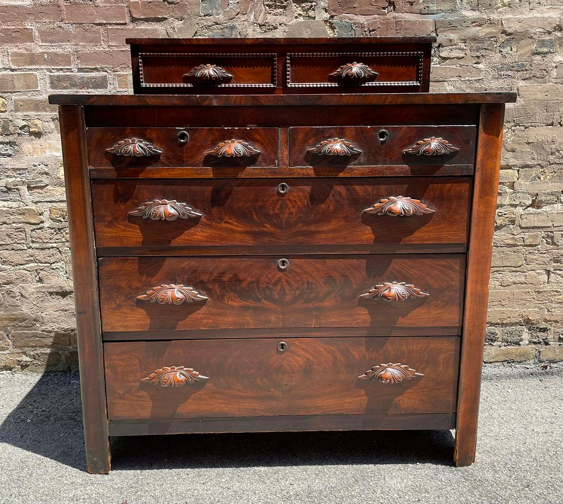 19th C. Victorian Flame Mahogany Dresser (1 of 5)