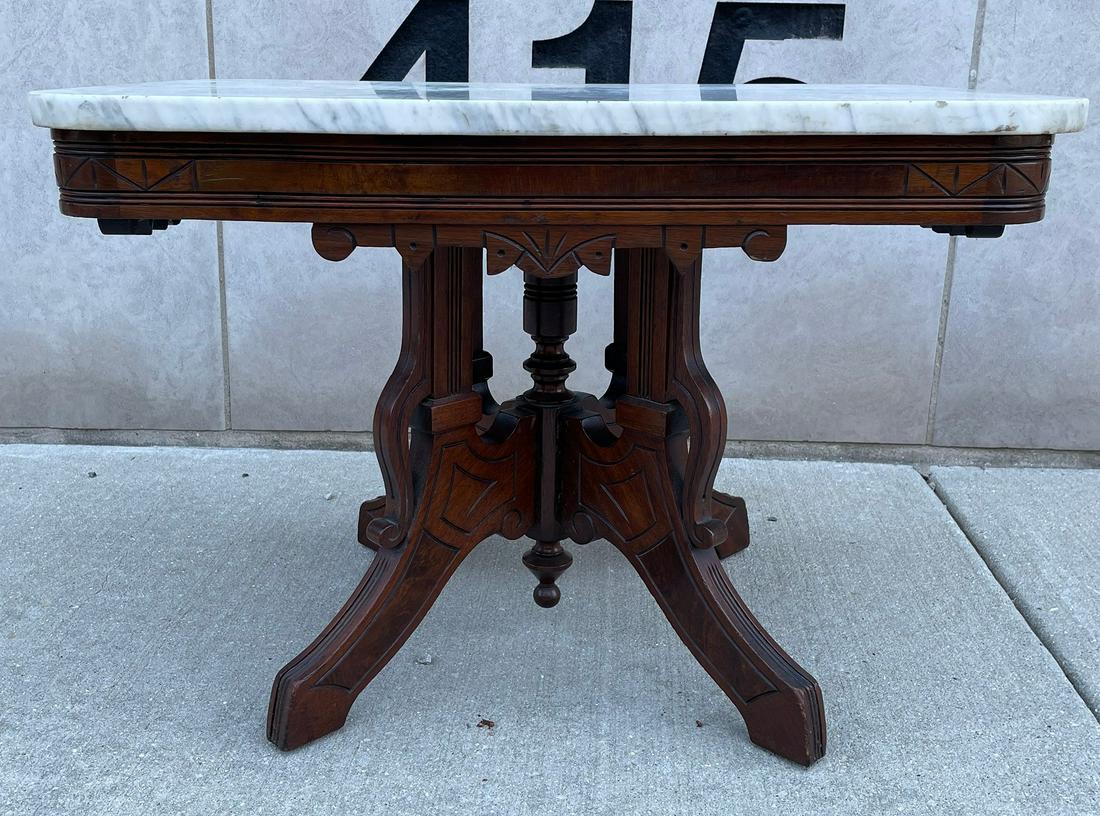 19th C Eastlake Marble Top Victorian Table (1 of 10)