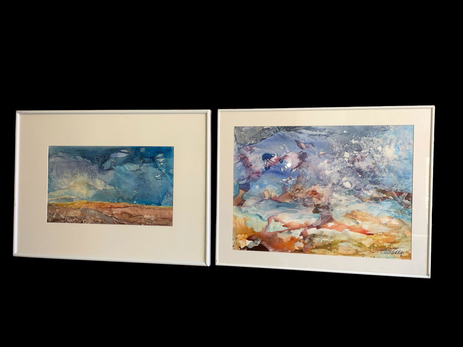 Pair Abstract CRISS STANGE Mid Century Watercolors (1 of 6)