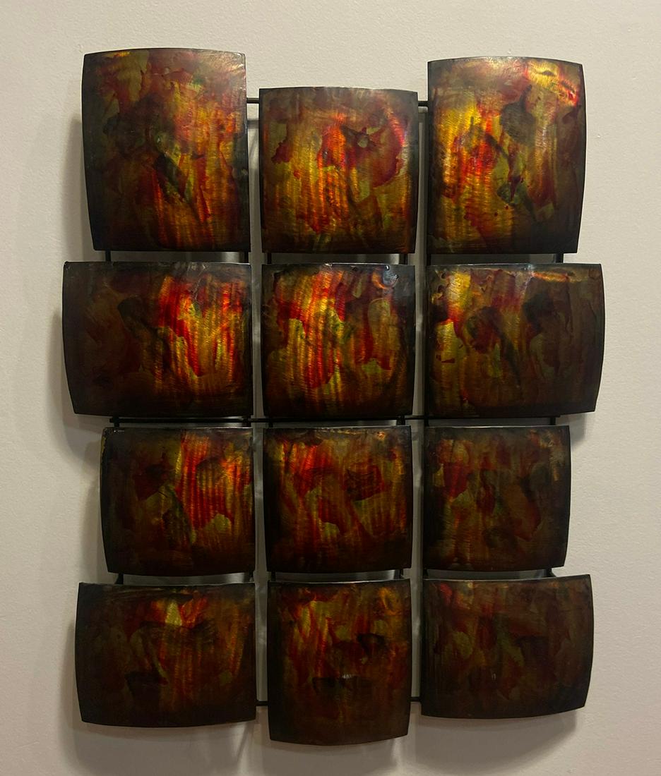 Mid Century Wall Panel after CURTIS JERE: 30in H x 23.5in W x 1.5in D