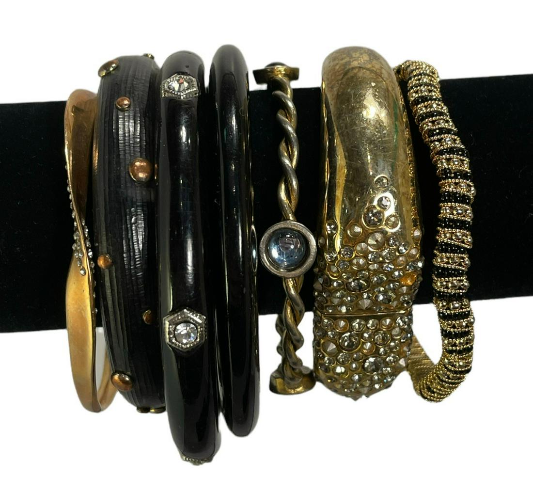 Collection 7 Women's Black Gold Toned Bangle Bracelets (1 of 5)