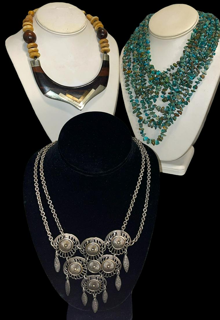 3 Vintage Necklaces Turquoise Art Deco (1 of 2)