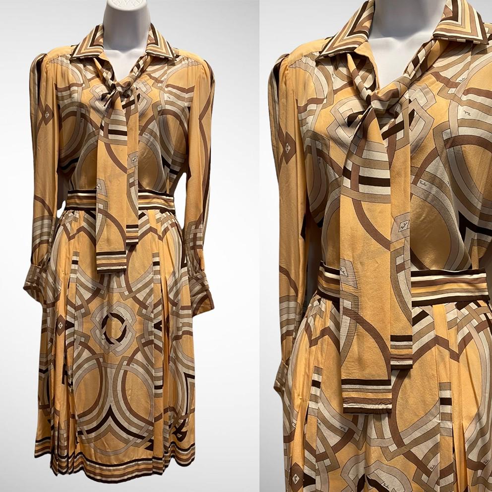 Vintage PUCCI 2 pc Peach Blouse Skirt (1 of 6)