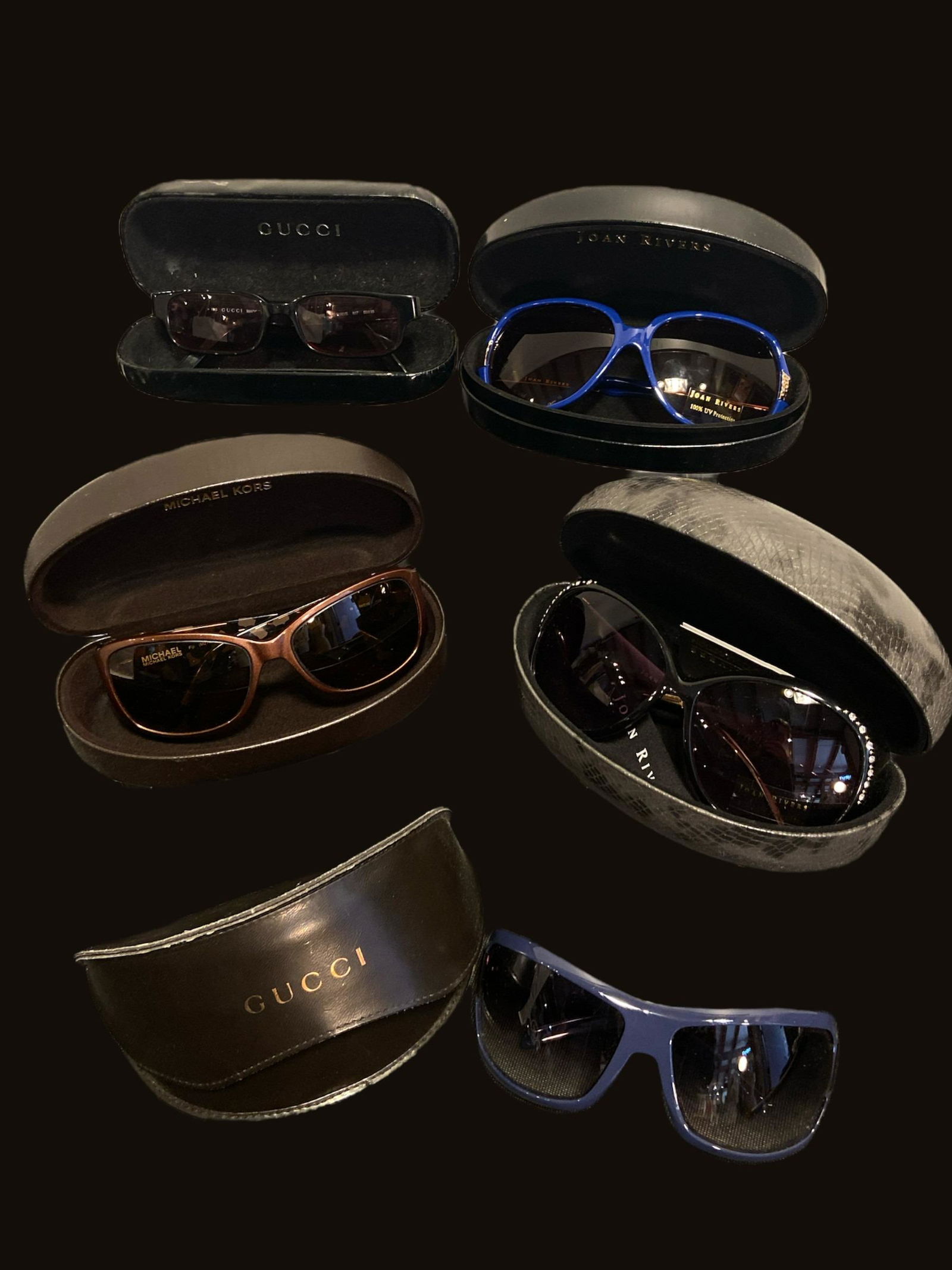 Collection Designer Women's Sunglasses GUCCI JOAN RIVERS MICHAEL KORS: Narrow Gucci glasses in top left corner are prescription, Joan Rivers are brand new, others are like brand new