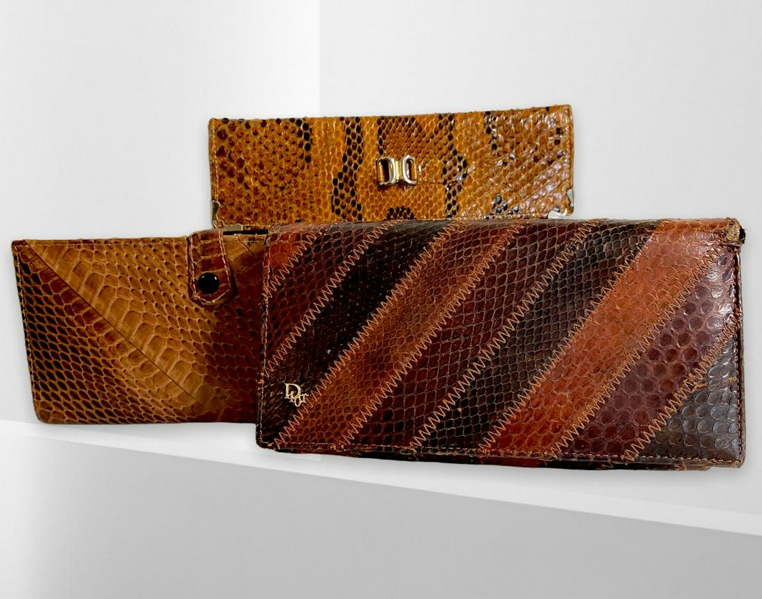 Three Vintage Snakeskin Clutch Wallets DIOR (1 of 5)