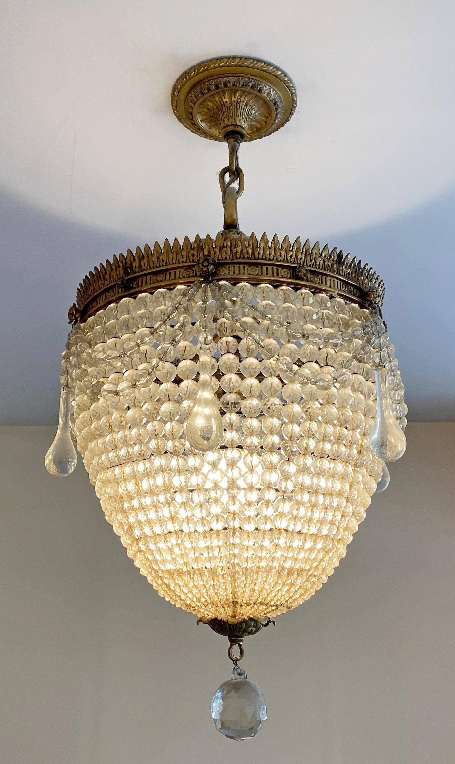 French Empire Chandelier Chandelier: 27in x 13in diameter