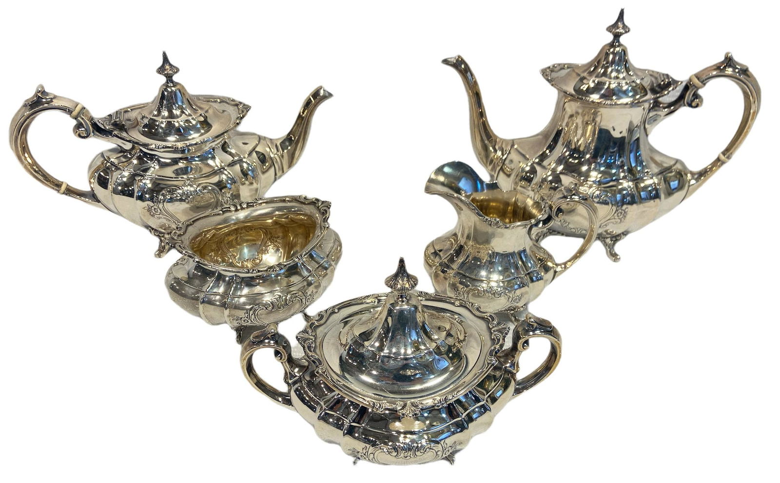 Reed and Barton Sterling Silver Tea Set Hampton Court (1 of 8)