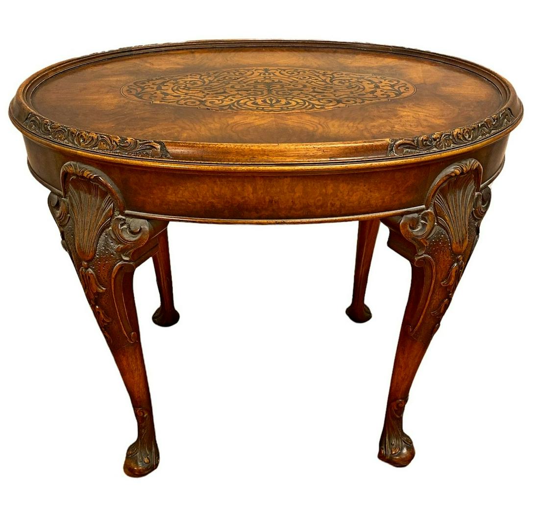 Antique Inlaid Walnut Carved Side Table COLBY'S FUNITURE (1 of 8)