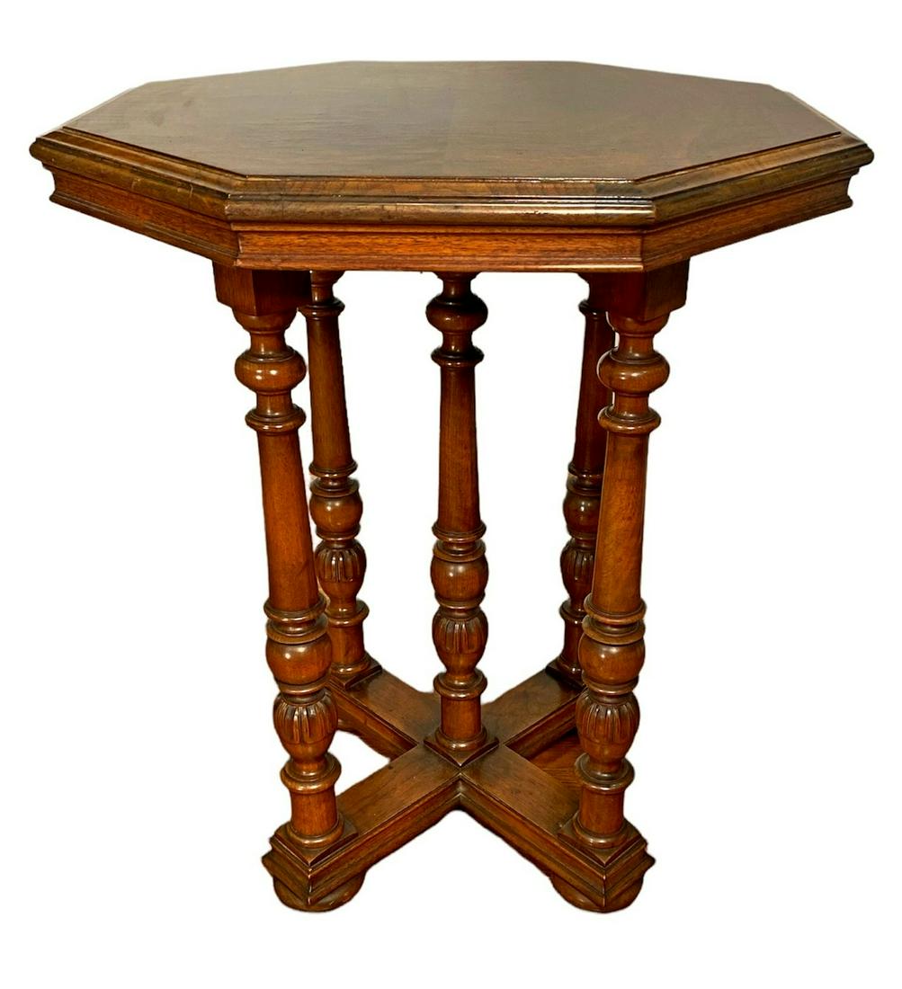 Antique Flamed Mahogany 5 legged side table (1 of 4)