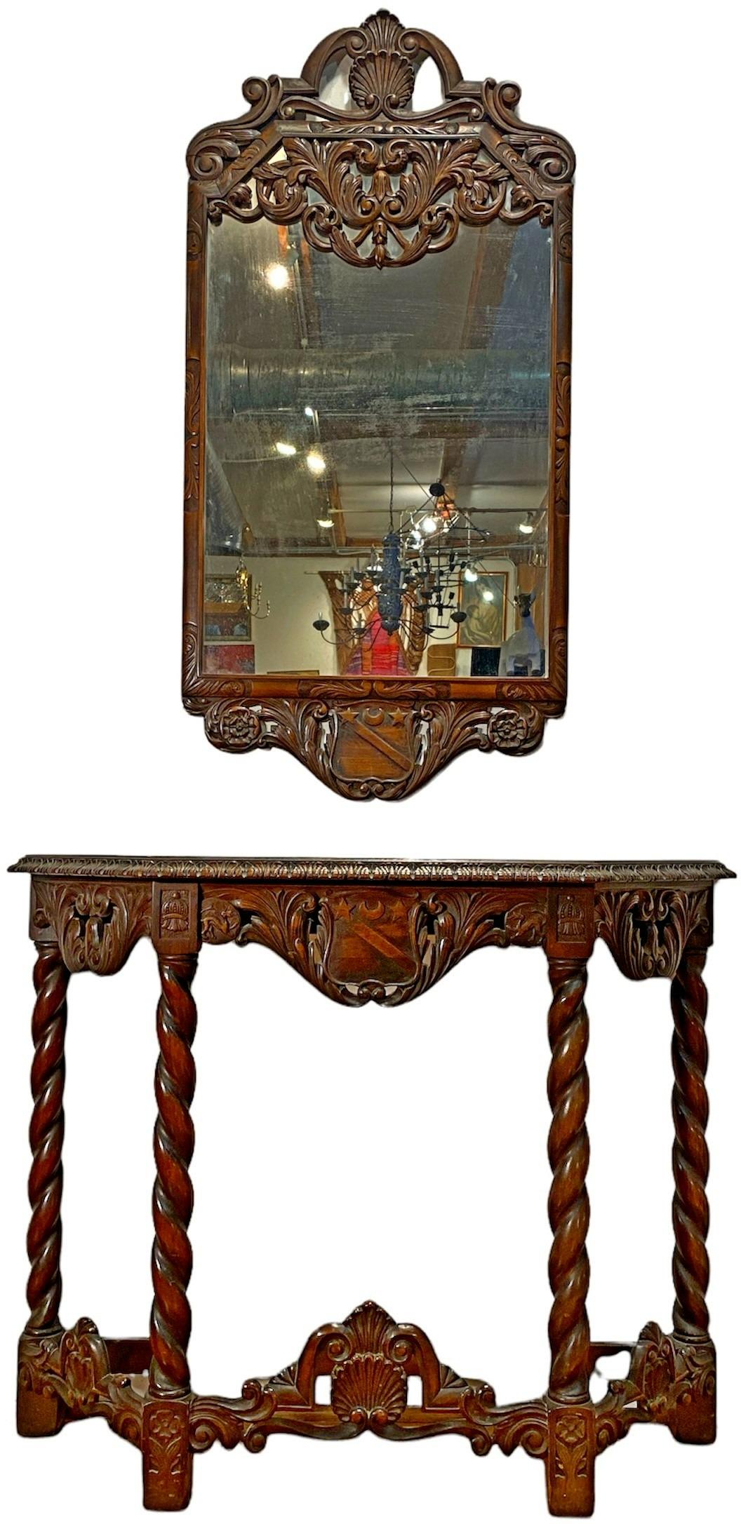 KITTINGER Antique Walnut Console with Mirror (1 of 9)