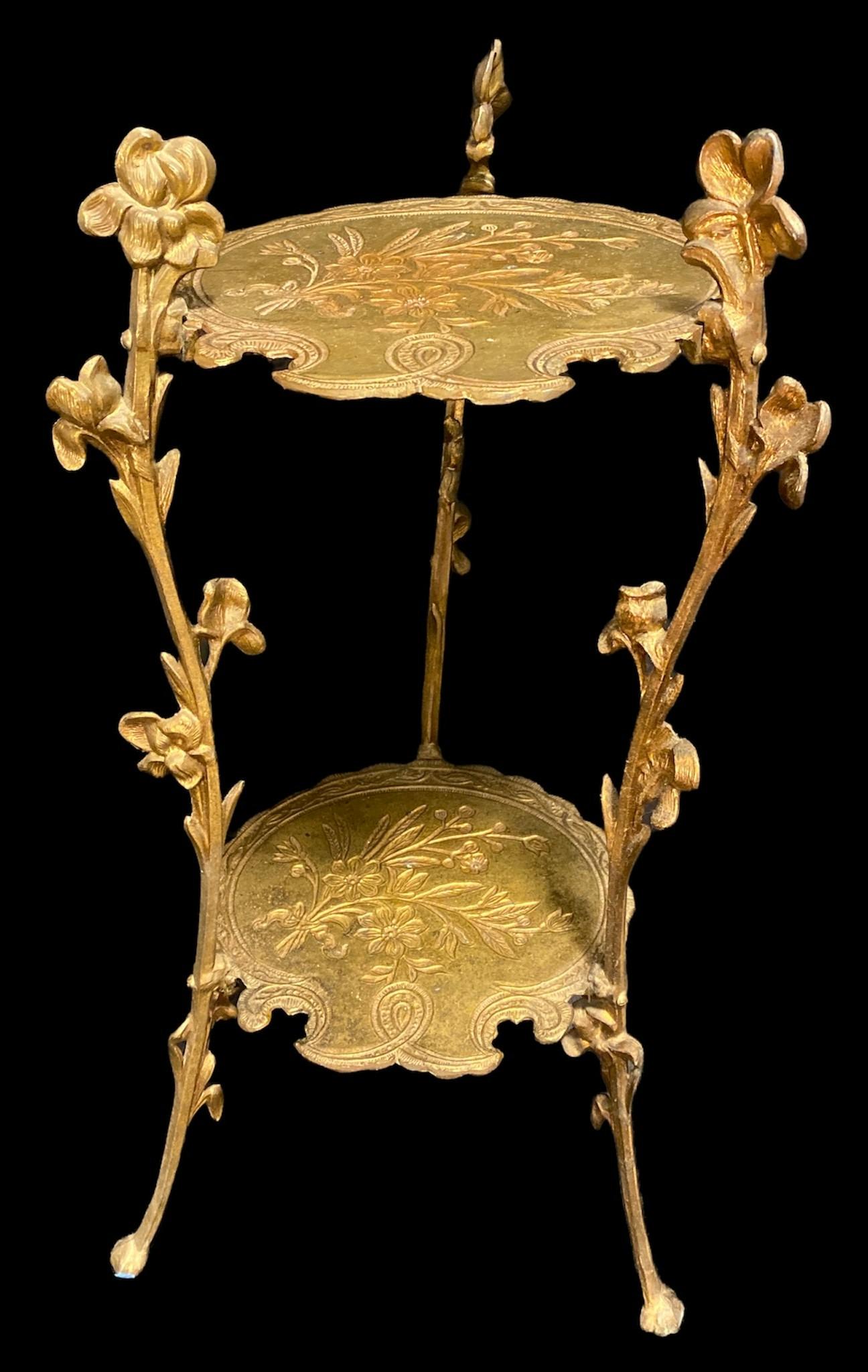BRADLEY & HUBBARD Art Nouveau Plant Stand: 28in H x 18in W x 15 in dia (10in on trays)