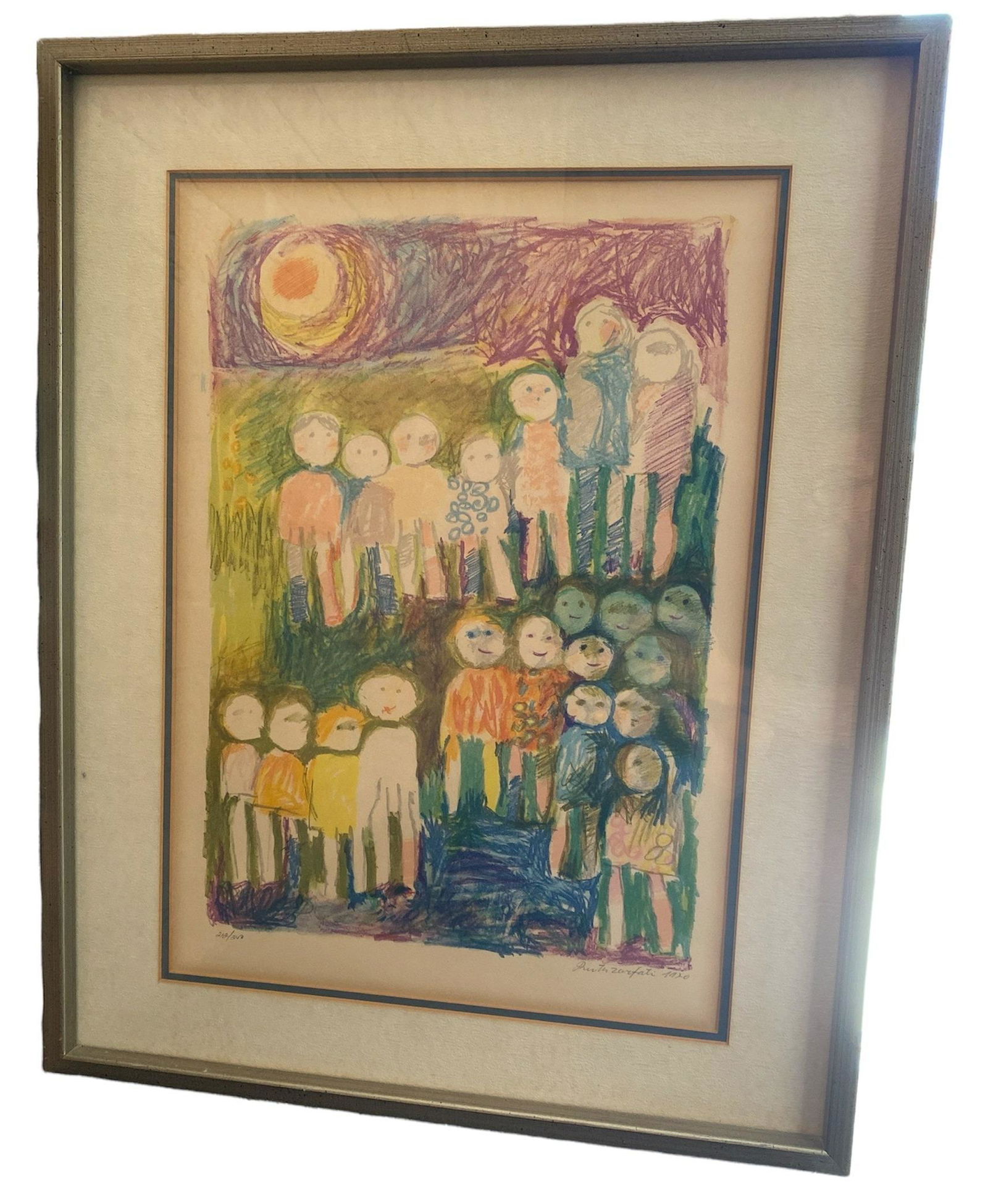 Mid-Century Lithograph of Children Signed RUTH ZAFARTI (1 of 7)